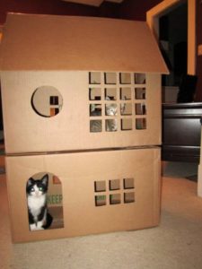Как сделать домик из картонной коробки